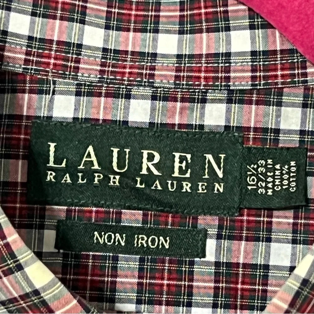 Lauren Ralph Lauren Shirt Men's Red Non Iron Long Sleeve Dress Shirt 16.5 32/33 - Picture 5 of 6